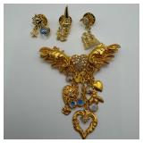 Kirks Folly Enchanted Heart Brooch with Fantasy Ch