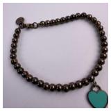 Tiffany and Co Sterling Silver Enamel Mini Heart T