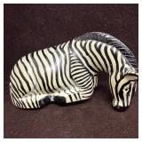 Hand Carved Kenyan Kisii Style Soapstone Zebra Scu