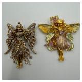 Kirks Folly Brooches Crystal Fairy Godmother and E