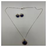 Sterling Silver Lapis Lazuli Pendant Necklace and