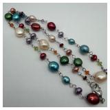 Rainbow Freshwater Pearl Bead Colored Pearls Sterl