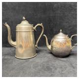 Pair of Vintage Metal Teapots Including German Sil