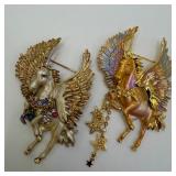 Pair of Kirks Folly Pegasus Unicorn Fantasy Brooch