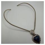 Carolyn Pollack Lapis Heart 925 Pendant on Solid T