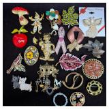 Costume Brooch Assortment Including Circus Clown H