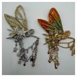 Pair of Kirks Folly Fairy Brooches with Enamel Win