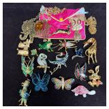 Large Group of Figural Animal Theme Costume Jewelr