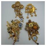 Kirks Folly Gold Tone Fantasy Theme Moon Fairy Car