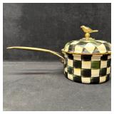 MacKenzie Childs Courtly Check Enamel Saucepan wit