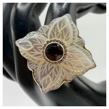 Sajen Sterling Silver Ring Carved Mother of Pearl