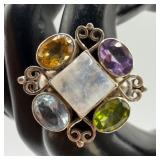Sajen Sterling Silver Ring Square Center Moonstone