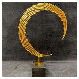 Modern Abstract Gold Tone Metal Spiral Sculpture o