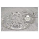5 Federal Glass Snack Set Cup and Plates B