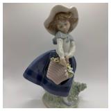 Lladro 5222 Basket of Love Porcelain Girl with Flo