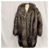 Long Medium Length Fox Fur Coat Gray Black Hue Fur