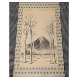 Vintage Japanese Kakejiku Mount Fuji Hanging Scrol