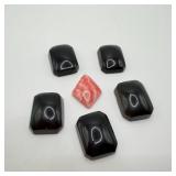 5 Black Rectangular Obsidian Cabochons Plus