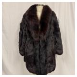 Dark Brown Fox Fur Trim Coat Monogram Interior Fur