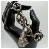 Etruscan Revival Style Fob Charm Green Accent Ster