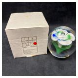 Art Glass Paperweight Studio Ahus Sweden Floral Ab