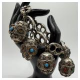 Etruscan Revival Fob Charm Silver 800 Bracelet ER7