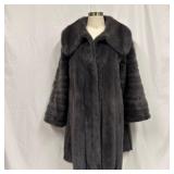 Blue Tone Style Gray Soft Mink Fur Coat Natural Fu