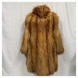 Long Medium Length Fox Fur Coat Golden Brown Reddi