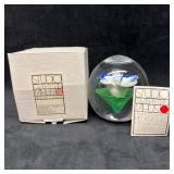 Studio Ahus Sweden Art Glass Paperweight Floral Ab