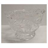 Vintage Floral Design Glass Serving Bowl