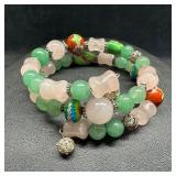 Sterling Silver Adjustable Stone Bead Bracelet