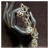 Faux and Natural Stone Six Charm Silver Victorian