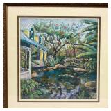 Jane Bazinet Signed Original Pastel Tropical House