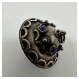 Lapis Lazuli Accent Disk Etruscan Revival Style Si