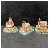3 Harbour Lights New York Lighthouse Figurines Hud