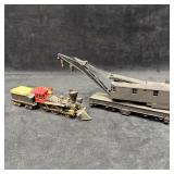 HO Scale Steam Locomotive and Crane Car Model Toy