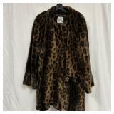 Saks Fifth Avenue Leopard Print Faux Fur Coat Scar