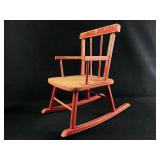Vintage Red Toddler / Kids Wood Rocking Chair