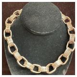 Silver Plated Link Necklace Intricate Engraved Fil