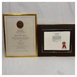 Pair Michel Roux Framed Humanitarian and Arts Awar