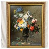 Large Framed Floral Still Life Print After Jean Fr