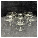 Set of 6 Clear Glass Champagne Coupe Dessert Sherb