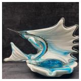 Murano Style Art Glass Sailfish Centerpiece Bowl D