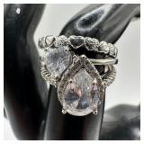 Marked Costume Jewelry Ring Group CZ Accents