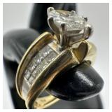 Central Marquise Cut Moissanite Channel Set 14K Go
