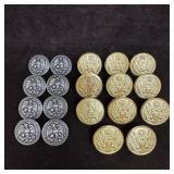 Collection of US Military Eagle Uniform Buttons Lo
