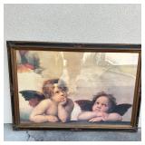 Large Framed Raphael Sistine Madonna Cherub Print