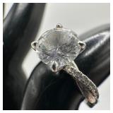 925 Sterling CZ Round Studded Engagement Ring