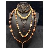 6pc Warm Tone Mother Earth Necklace Lot