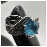 Red White and Blue Stone God Bless America 925 Rin